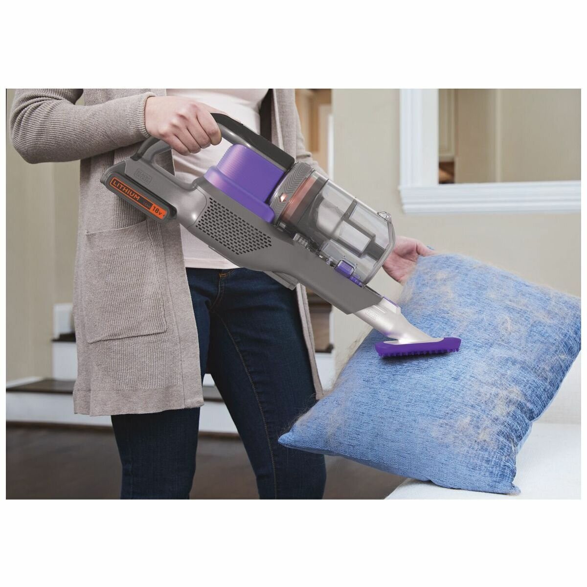 Black & Decker 18V 4-in-1 cordless pet stick vacuum - 58 minute max runtime, Purple - BHFEV182CP-XE