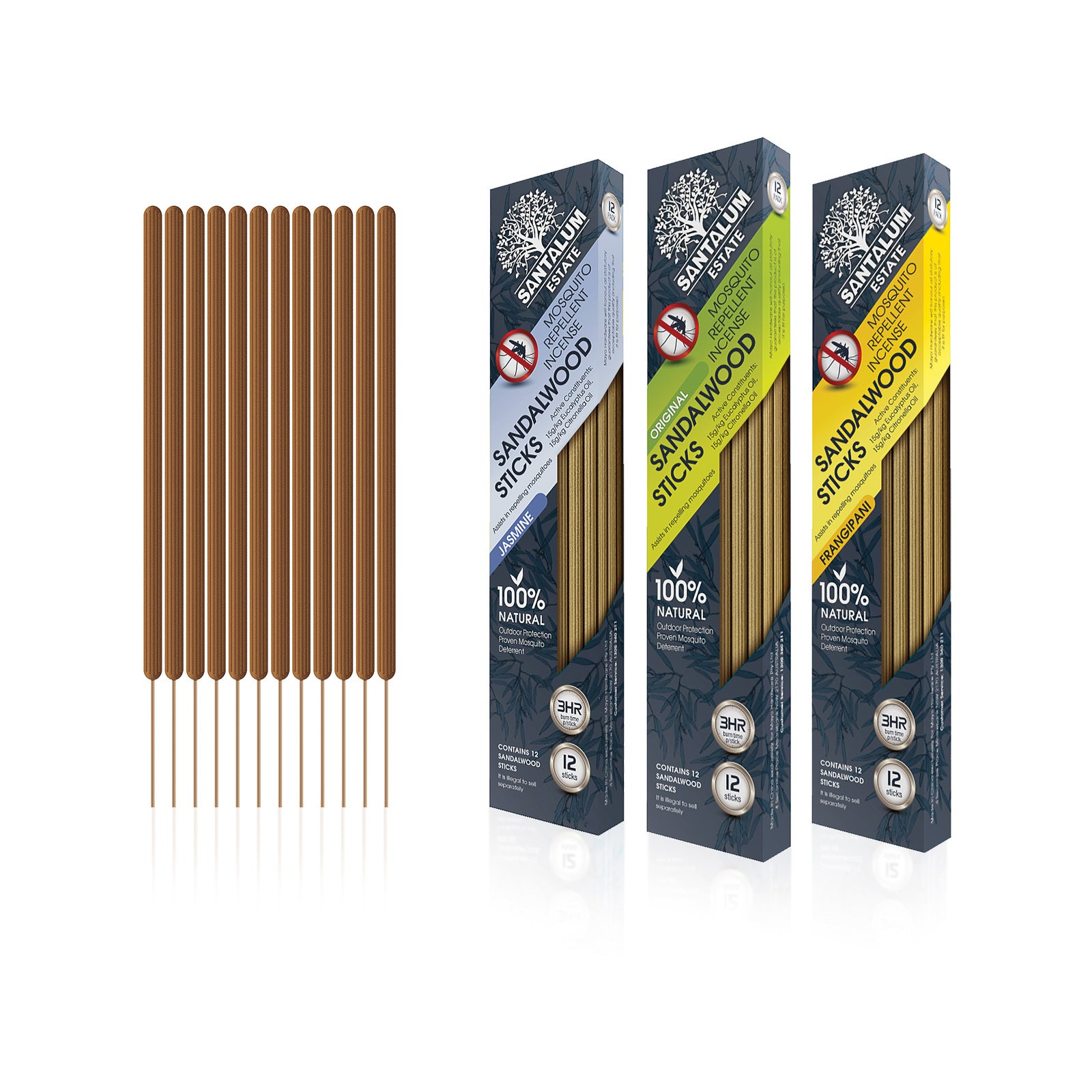 Santalum Sandalwood Estate Incense Outdoor Mosquito - 12 Pack
