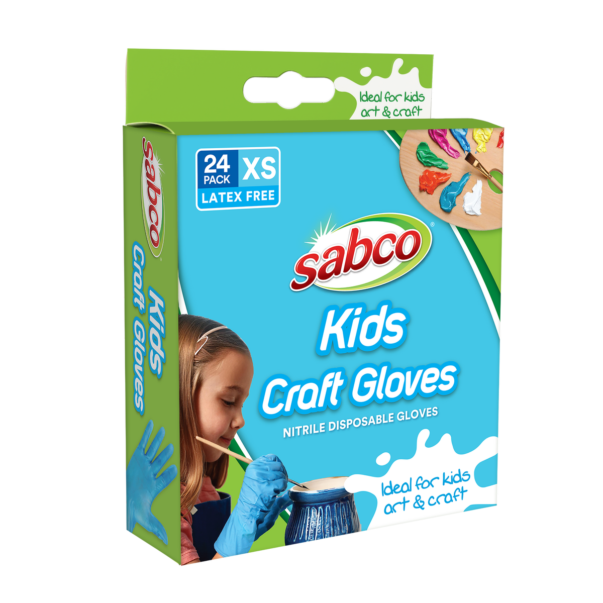 Sabco Kids Craft Gloves 24pk XS - Nitrile - Extra Small - 115mm x 125mm - SuperSaverAU - view 2