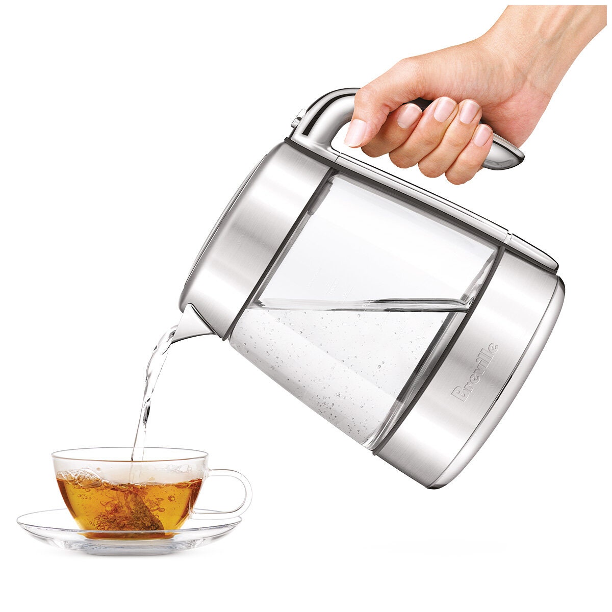 Breville the Smart Crystal Luxe Glass Kettle - Five Temperature Settings, Keep Warm, 2400W - BKE855BSS