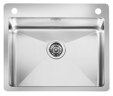 Artusi Chapel Single Bowl Sink - 43.3L Polished Stainless Steel, Top Mount, Pre-cut Taphole - CHAPEL