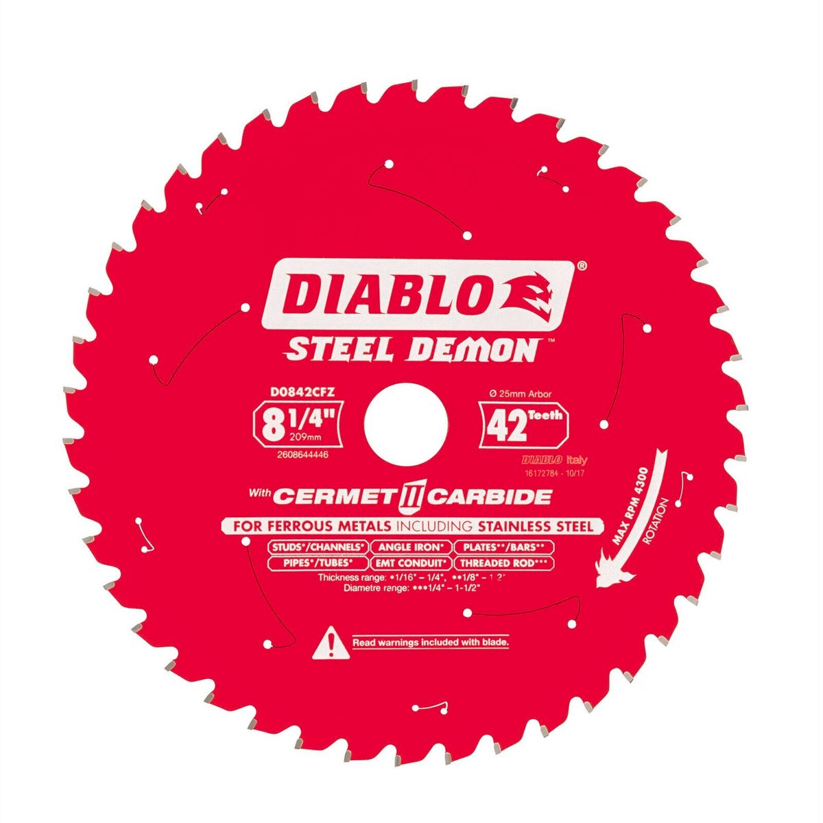 Diablo 209mm 42t Steel Demon Circular Saw Blade - Red - Ferrous Metals - SuperSaverAU - view 2