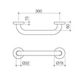 Caroma 300mm Grab Rail - Chrome Stainless Steel - 300mm - Support - SuperSaverAU - view 2