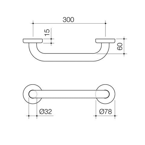 Caroma Home Collection 300mm Grab Rail White Stainless Steel Wall Mount