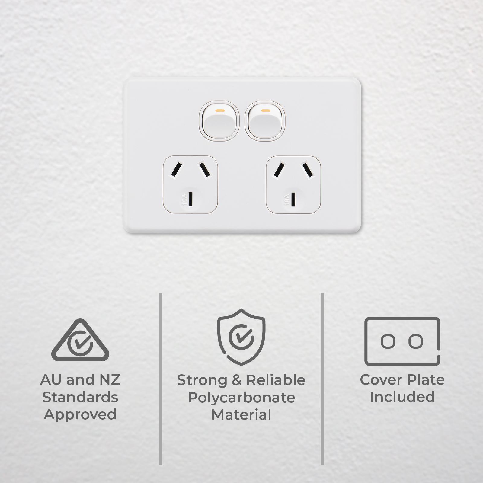 Deta White Matte S-Line Double Power Point 10A 250V