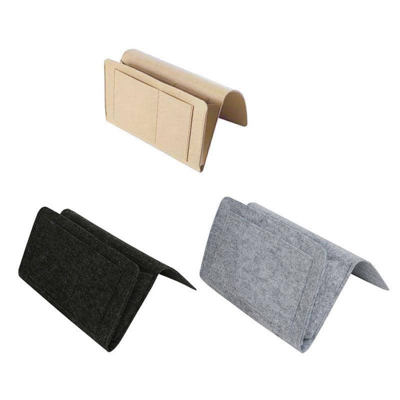 Felt Bedside Storage Caddy, Hanging Organiser Pocket - Black - view 3