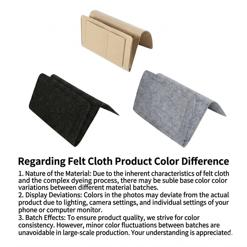 Felt Bedside Storage Caddy, Hanging Organiser Pocket - Black - view 4