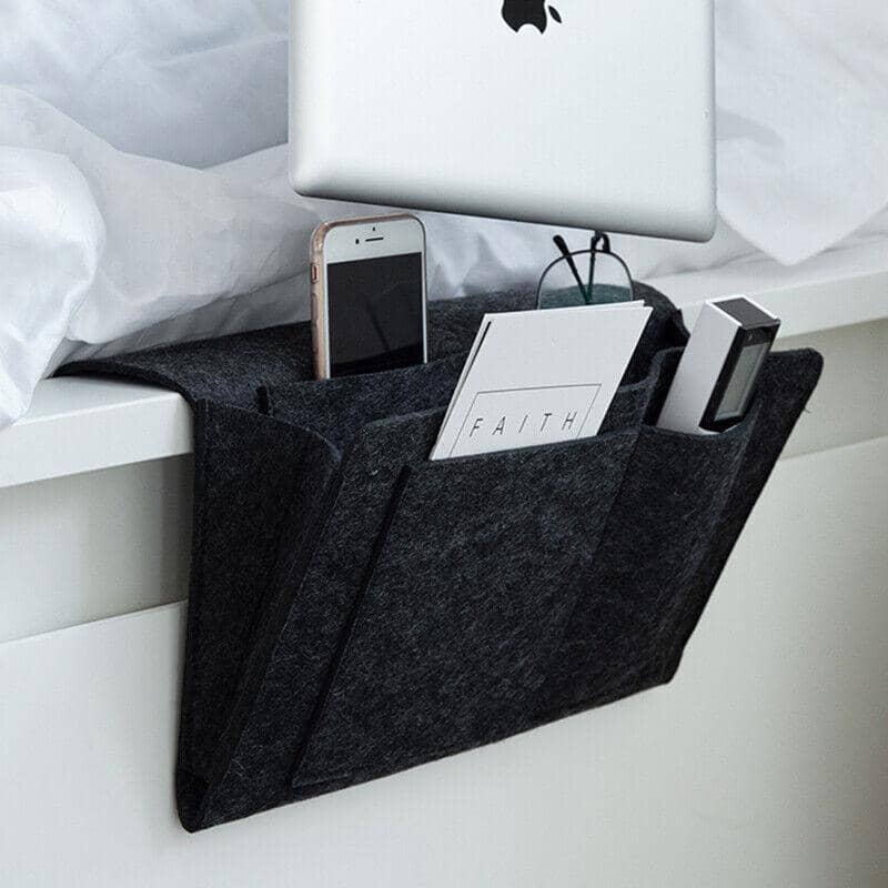 Felt Bedside Storage Caddy, Hanging Organiser Pocket - Grey - view 5