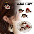 Felt Cartoon Girl Hair Clip - Green Headband and Flower - view 2