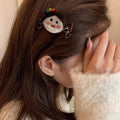 Felt Cartoon Girl Hair Clip - Green Headband and Flower - view 5