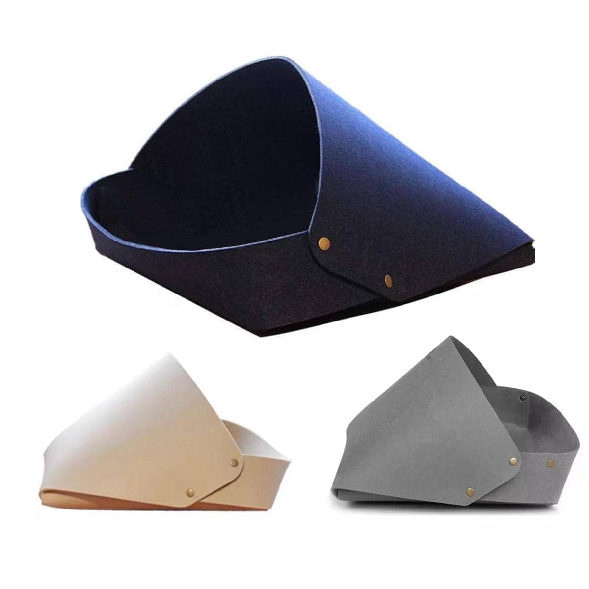 Felt Cat Bed Foldable Semi-Enclosed Sleeping House - Grey - view 3