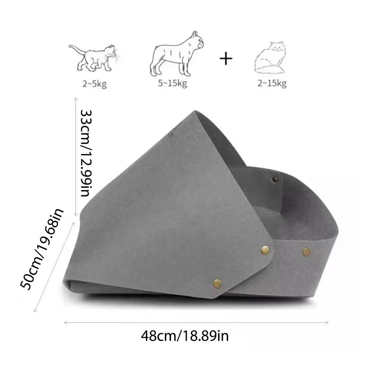 Felt Cat Bed Foldable Semi-Enclosed Sleeping House - Grey - view 4