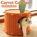 Felt Cat Cave Bed Carrot-Inspired Semi-Enclosed Tunnel Bed for Cats and Small Dogs