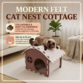 Felt Cat House Cottage Bed, Semi Enclosed and Scratch Resistant