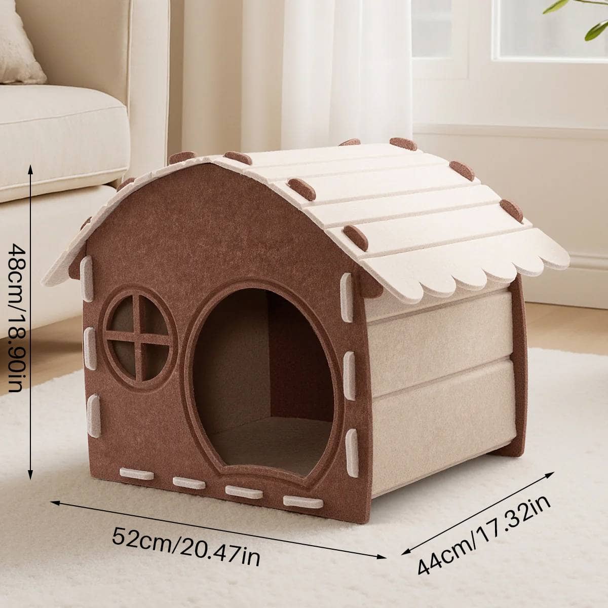 Felt Cat House Cottage Bed, Semi Enclosed and Scratch Resistant - view 3