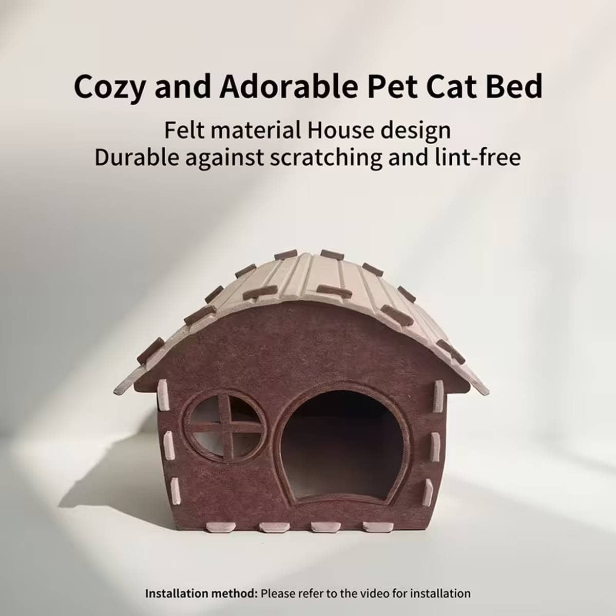 Felt Cat House Cottage Bed, Semi Enclosed and Scratch Resistant - view 5