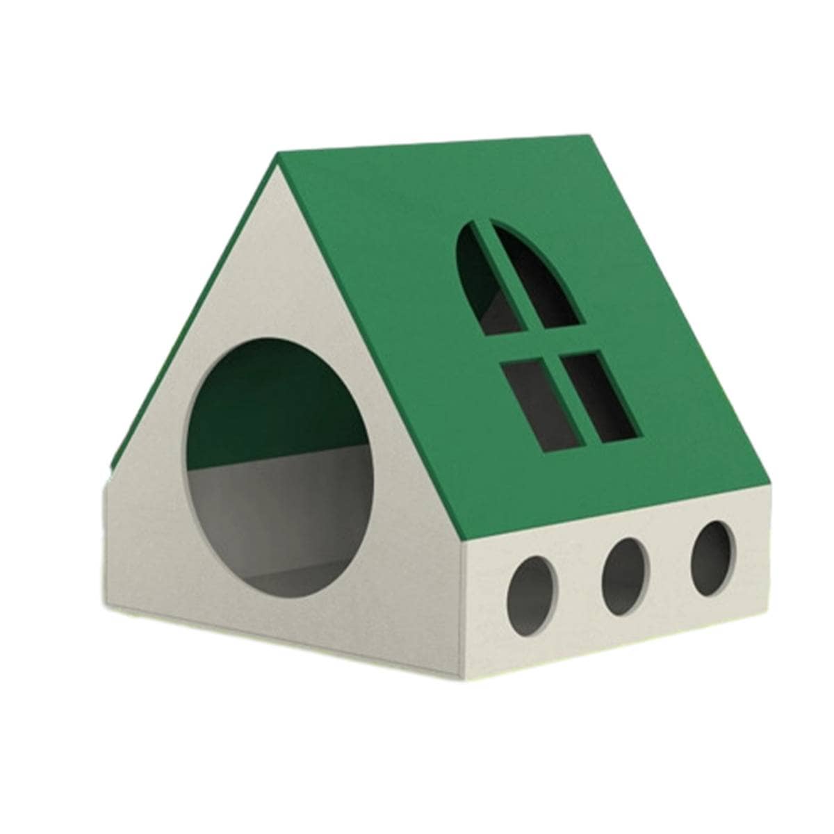Felt Cat House Villa for Indoor Cats, Semi Enclosed Kitten Bed - Green