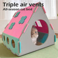 Felt Cat House Villa for Indoor Cats, Semi Enclosed Kitten Bed - Green - view 5