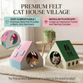 Felt Cat House Villa for Indoor Cats, Semi Enclosed Kitten Bed - Pink - view 2