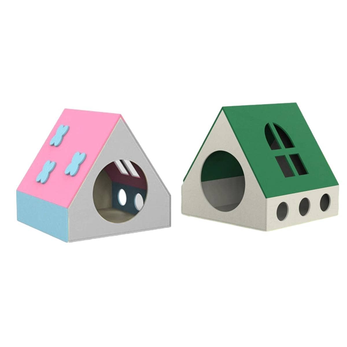 Felt Cat House Villa for Indoor Cats, Semi Enclosed Kitten Bed - Pink - view 3