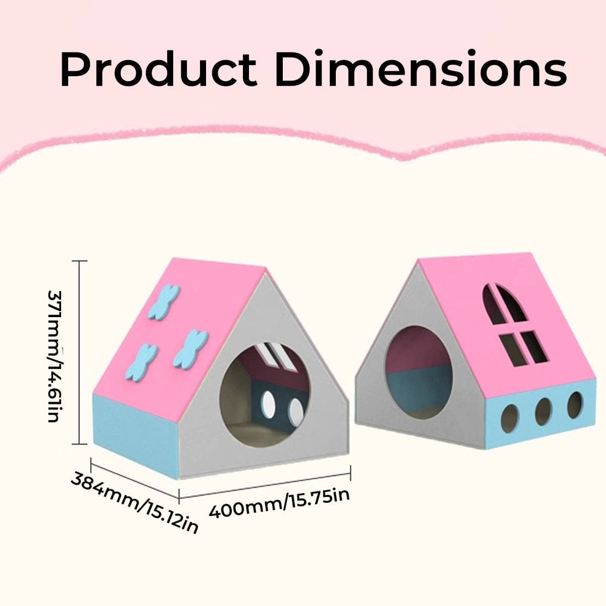 Felt Cat House Villa for Indoor Cats, Semi Enclosed Kitten Bed - Pink - view 4