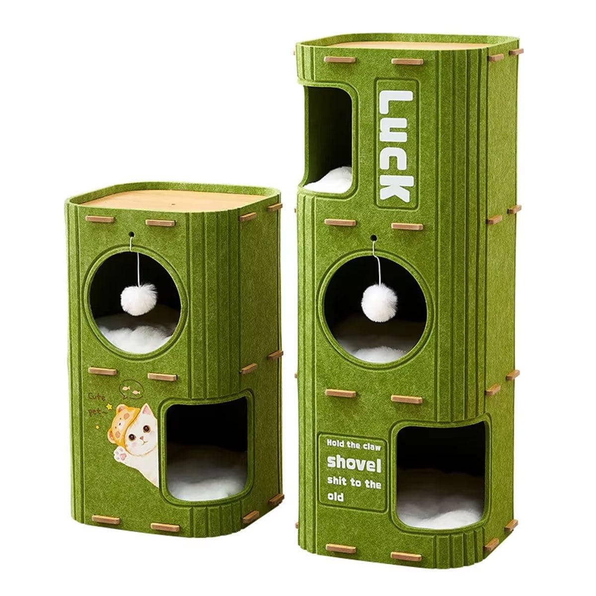Felt Cat Tree House with Scratching Board, Multi-Level Cat Tower - Double Layer, 37 x 37 x 60 cm - view 3