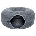 Felt Cat Tunnel Bed Donut Cave Nest - Dark Grey, 50 x 30 cm