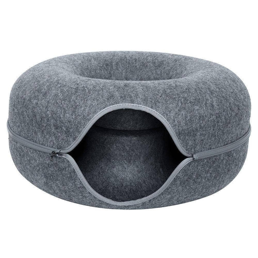 Felt Cat Tunnel Bed Donut Cave Nest - Dark Grey, 50 x 30 cm