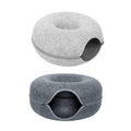 Felt Cat Tunnel Bed Donut Cave Nest - Dark Grey, 50 x 30 cm - view 3