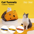 Felt Cat Tunnel Bed with Drill Holes - Yellow and Brown - view 2