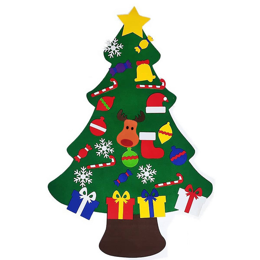 Felt Christmas Tree Set DIY with Removable Ornaments - Reindeer and Gift Ornaments