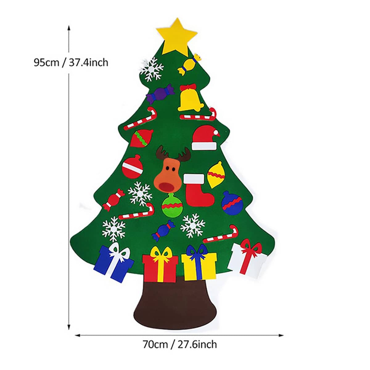 Felt Christmas Tree Set DIY with Removable Ornaments - Reindeer and Gift Ornaments - view 3