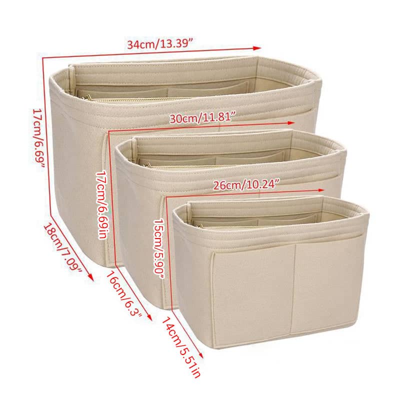 Felt Handbag Organiser Insert with Detachable Pouch - Beige, Extra Large - view 4