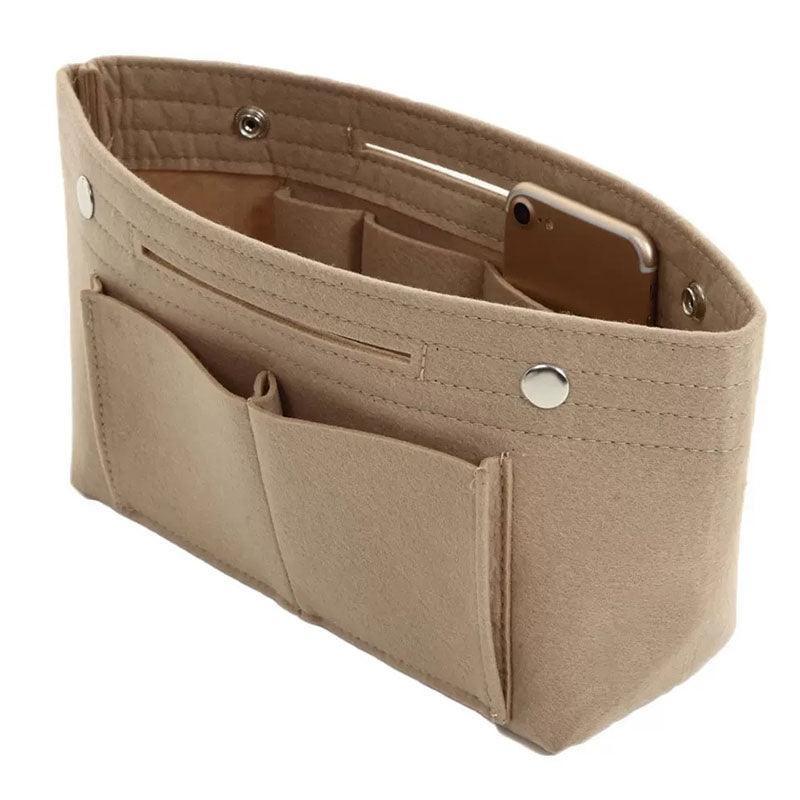Felt Handbag Organiser Insert for Women, Travel Tote Liner Pouch - Beige