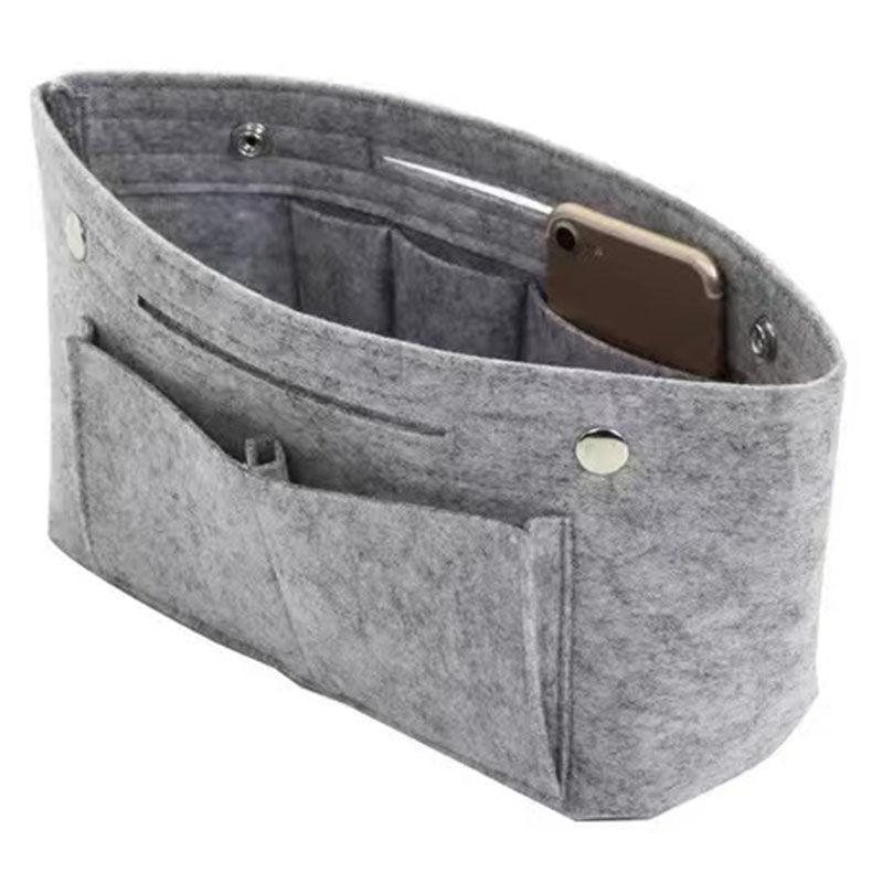 Felt Handbag Organiser Insert for Women, Travel Tote Liner Pouch - Light Grey
