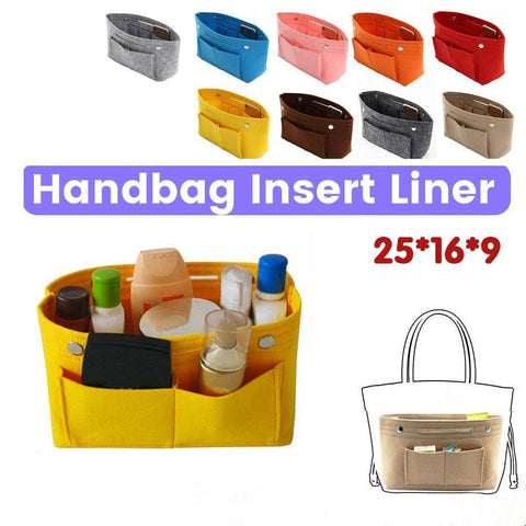 Felt Handbag Organiser Insert for Women, Travel Tote Liner Pouch - Red - view 2