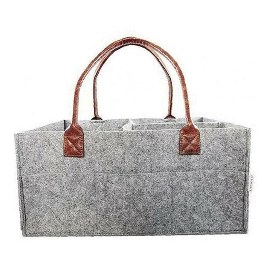 Felt Nappy Caddy Storage Tote with Dividers - Grey - view 2