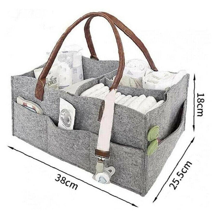 Felt Nappy Caddy Storage Tote with Dividers - Grey - view 3