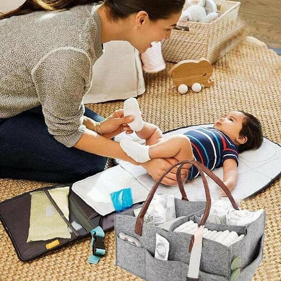 Felt Nappy Caddy Storage Tote with Dividers - Grey - view 5