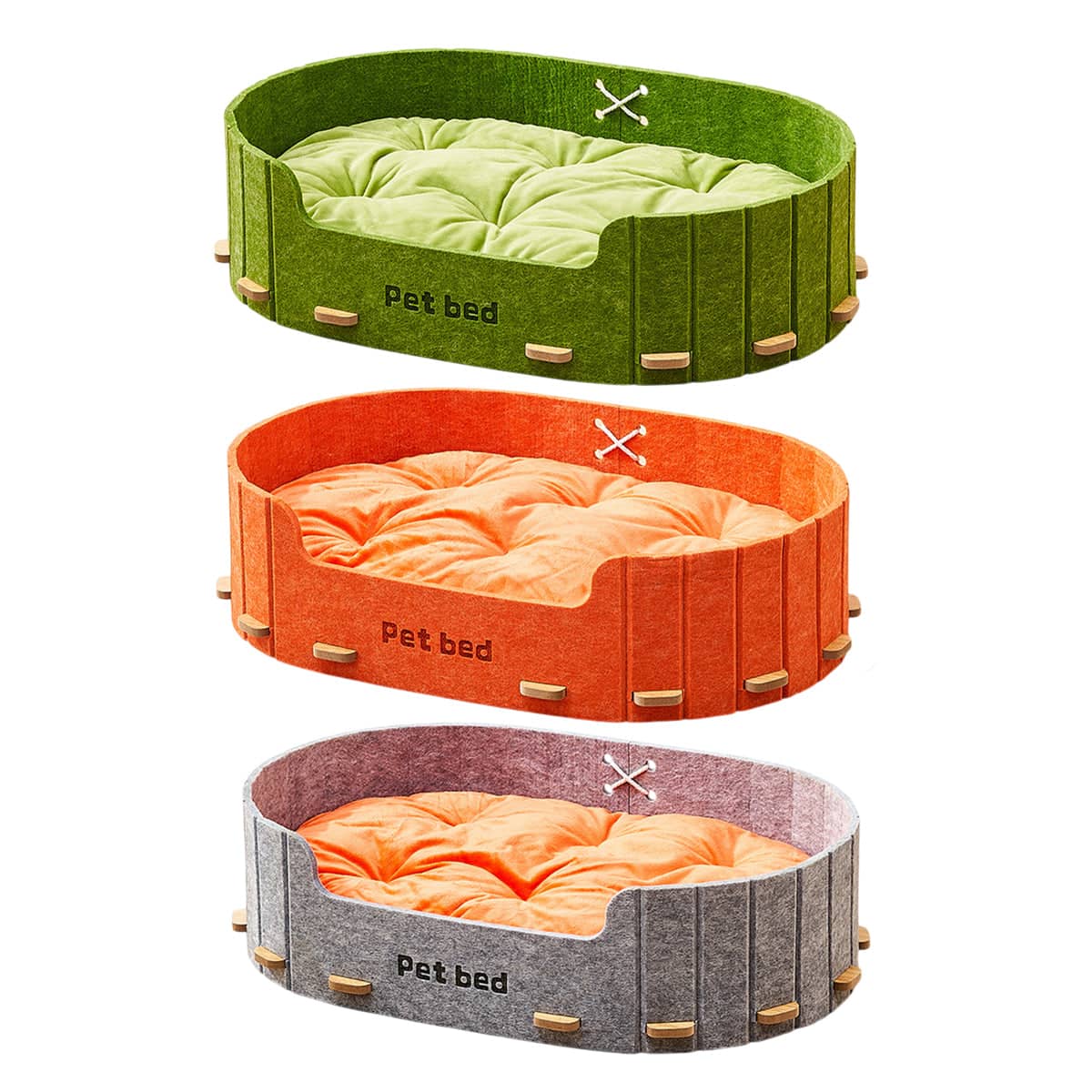 Felt Pet Bed with Velvet Cushion for Cats and Small Dogs - Green - view 3
