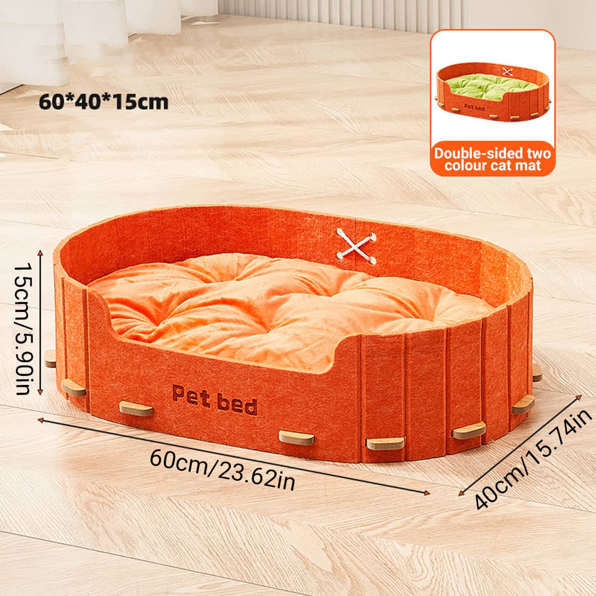 Felt Pet Bed with Velvet Cushion for Cats and Small Dogs - Green - view 4