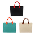 Felt Tote Bags with Contrast Handles, Pack of 5 - Khaki with Brown Handles - view 3