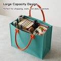 Felt Tote Bags with Contrast Handles, Pack of 5 - Khaki with Brown Handles - view 5