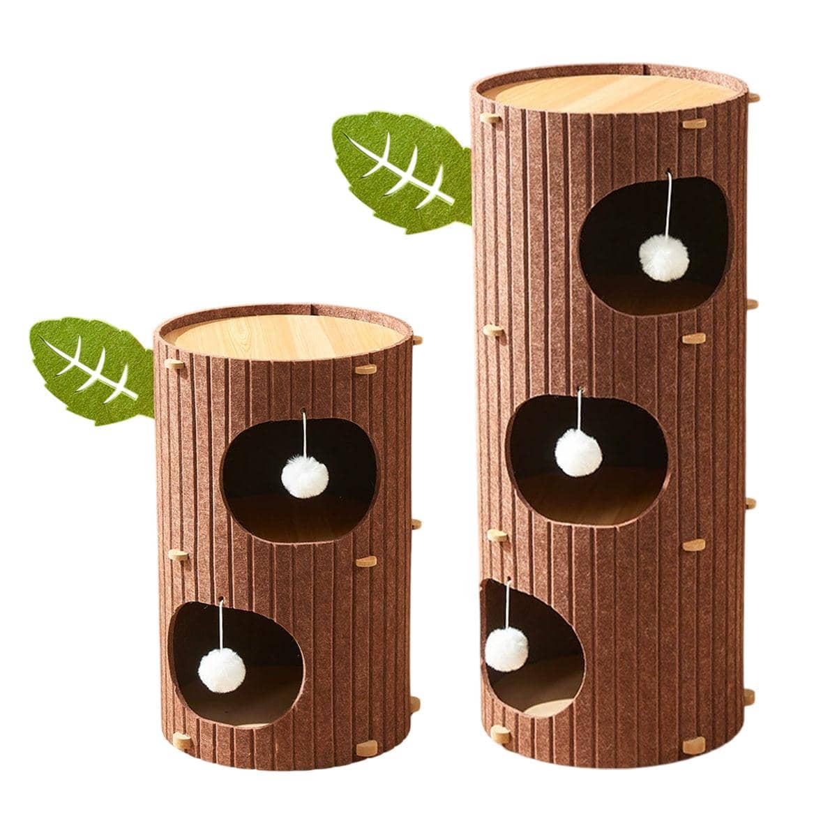 Felt Tree Trunk Cat House Multi Layer Cat Bed with Hanging Ball Toy - Three Layer - view 3