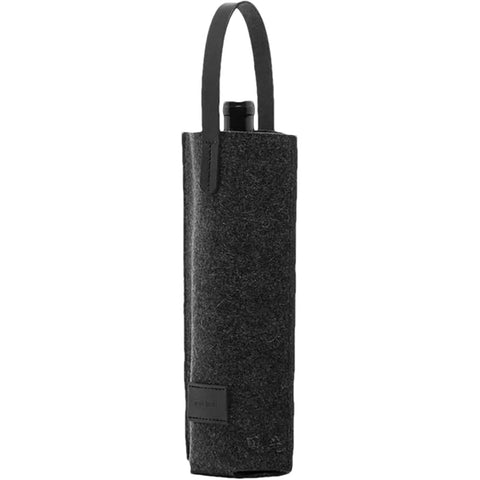 Felt Wine Bottle Tote Bag with Leather Handle - Black