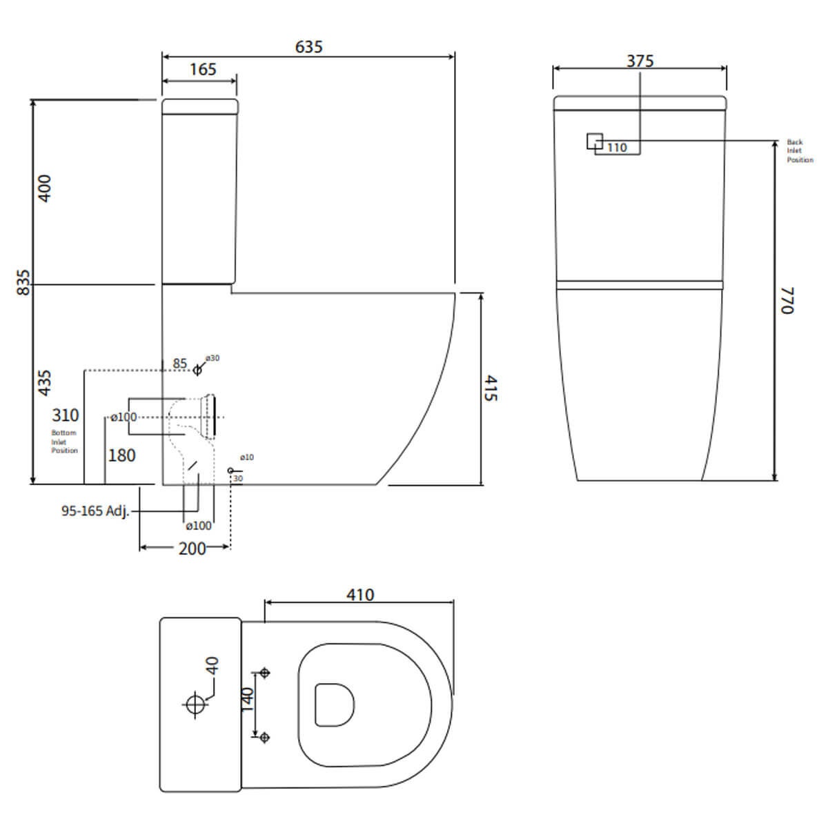 Studio Bagno Hyde Rimless Back To Wall Toilet Suite - Gloss White - 4 Star Water Rating - HYD001