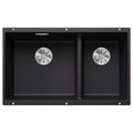 Blanco Subline 430/270 double bowl undermount sink - black Silgranit, covered C-overflow - 528009