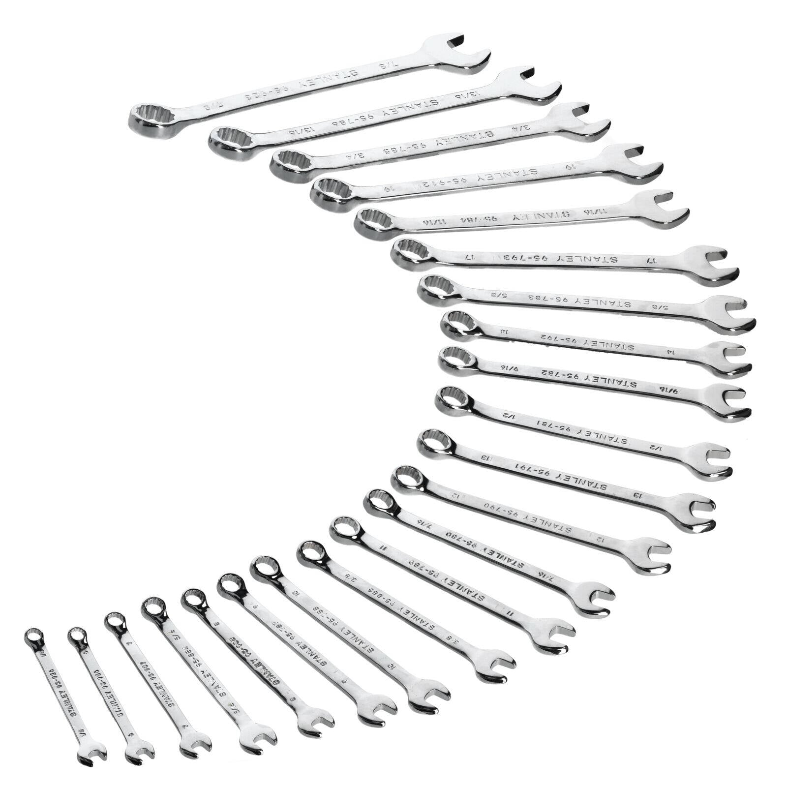 Stanley 22 Piece Metric/AF ROE Spanner Set Chrome Vanadium Steel Full Polish