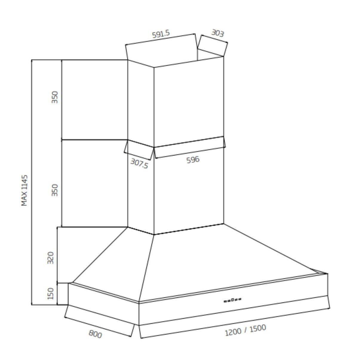 Schweigen 120cm BBQ Canopy Rangehood - Stainless Steel - 2500m³/h Extraction - On-Board Motor - CL8912