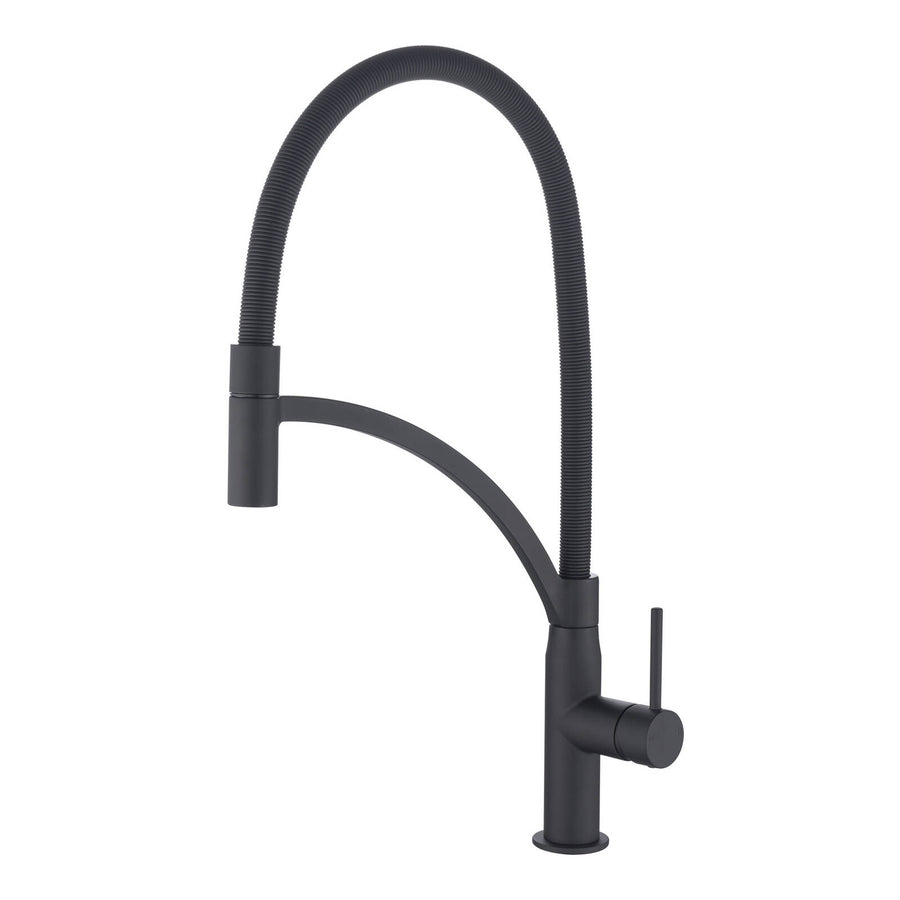 Mondella Resonance 25mm Matte Black Pull-Out Sink Mixer, 6L/min 5 Star WELS Stainless Steel